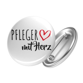 HUURAA Button Nurse with Heart Badge with Motif for the Greatest People Gift Idea for Friends and Family, Metal