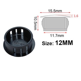 Qrity 20 PCS Plastic Button Plugs, 12mm Round Drill Hole Cover Caps, Snap on Type, Furniture Hole Caps, Black, for Cabinet Desk Table Chair Cupboard Wardrobe