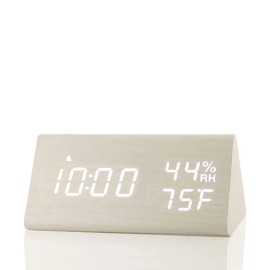JALL Digital Alarm Clock, with Wooden Electronic LED Time Display, 3 Alarm Se...