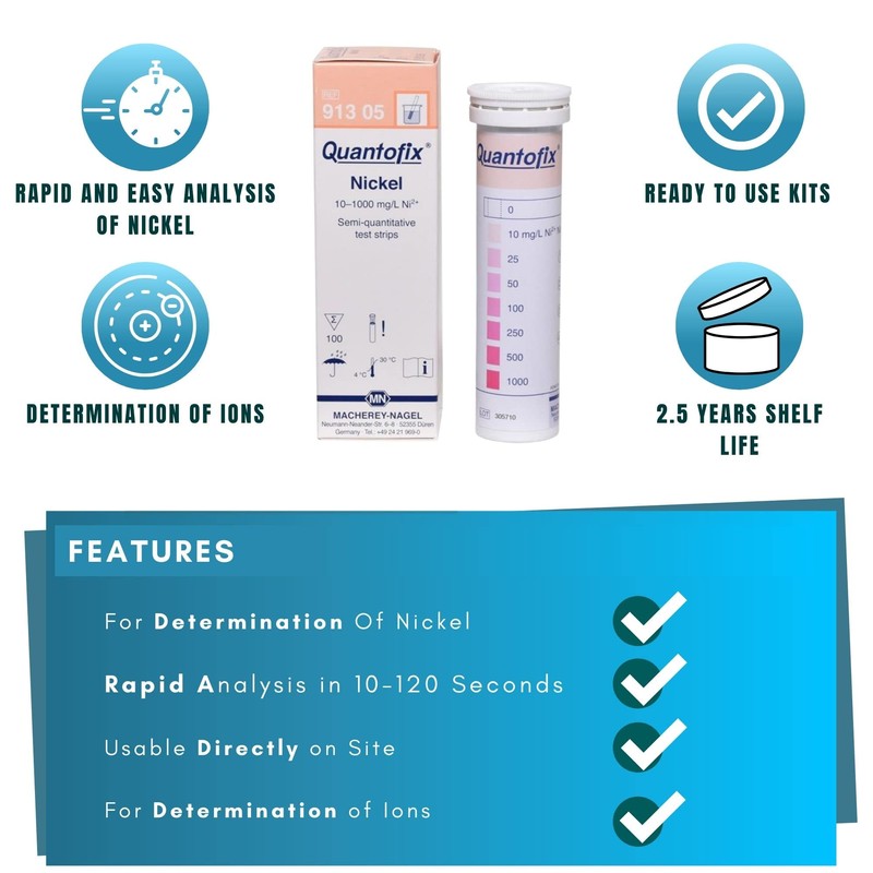 Quantofix 1138895 Nickel Reagent Test Strips for testing for Nickel