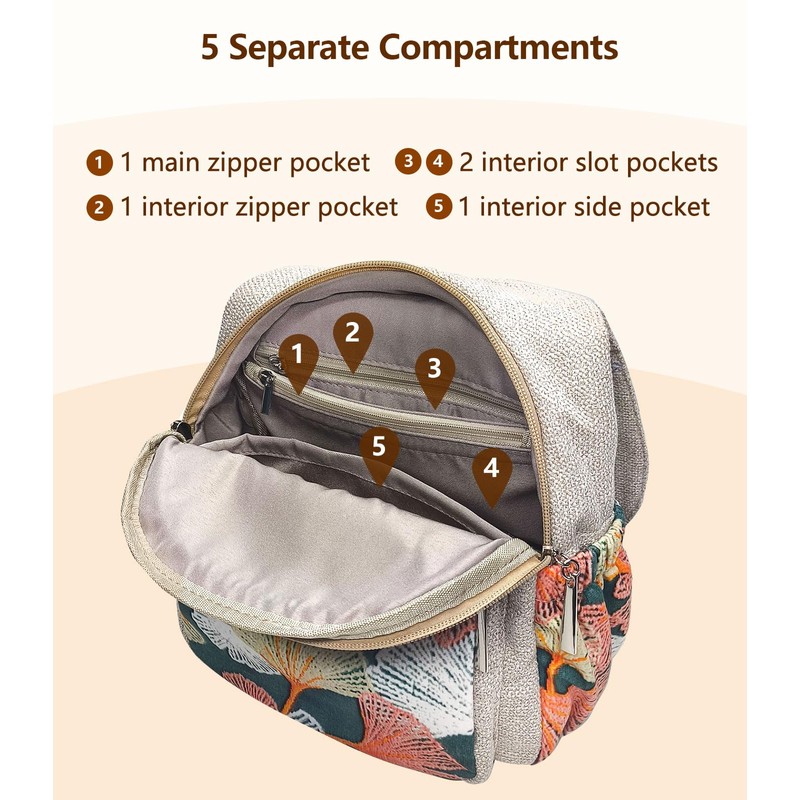 POPUCT Cute Small Cotton Hand Craft Backpack Purse Mini Multi