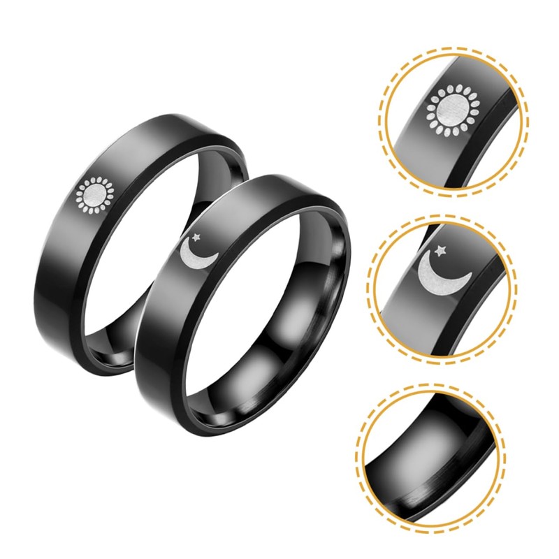 FOMIYES 3 Pairs Moon and Sun Promise Rings for Him