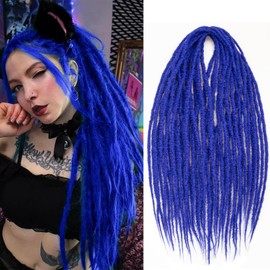 24 Inch Dreadlocks Extensions Goddess Locs Crochet Hair for Women 10 Strands Handmade Soft locs crochet hair braids Synthetic thin 0.6cm Hippie Double Ended Dreadlock Extensions (24, Blue)