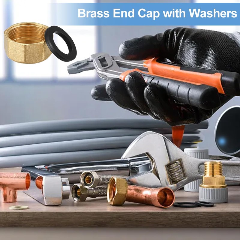 Brass Blanking Nut Cap,4 Pcs Brass End Cap with Washers,
