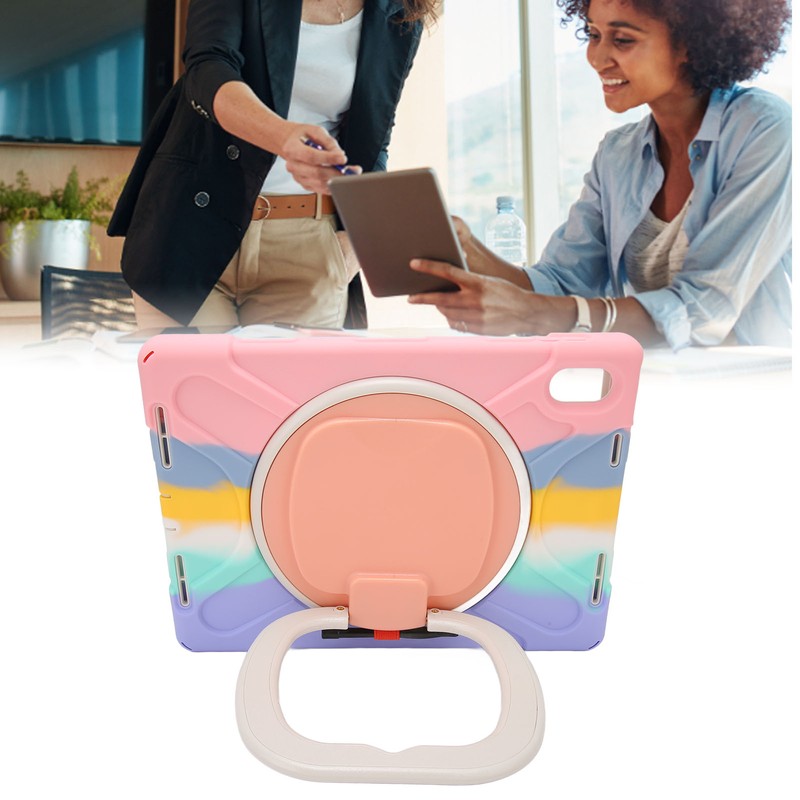 Tablet Case Silicone Hard PC Precise Cutouts Adjustable Strap 360