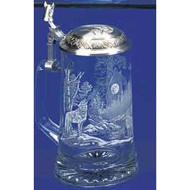 James Meger Glass Timber Wolf Stein German Beer Glass Stein