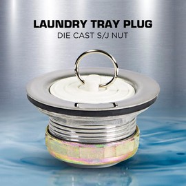 Highcraft 9783 Stainless Steel Bath Tub Drain Assembly with Rubber Stopper Strainer for RV Mobile Showers or Bar and Bathroom Sinks