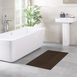 Alfombras de baño 100% algodón para baño, 20 x 34 pulgadas y con respaldo antideslizante, alfombra de baño café