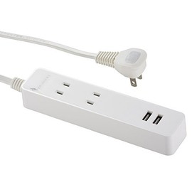 Ohm (OHM) HS-TU21N78W 00-2778 Ohm Electric Table Tap with 2 USB Ports, Lightning Surge Reduction, 2 Ports, 3.3 ft (1 m), White