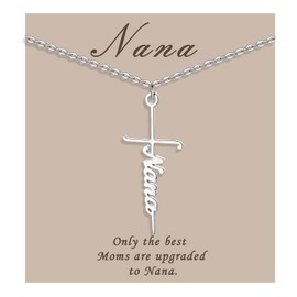 COTATI Faith Cross Necklace Jewelry for Women Silver Jesus Christian Pendant Necklaces Gifts for Mom (Nana)
