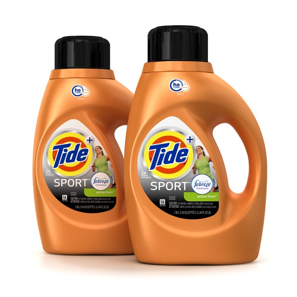Tide Plus Febreze Freshness Sport High Efficiency Liquid Laundry Detergent - 46 oz - Active Fresh - 2 pk