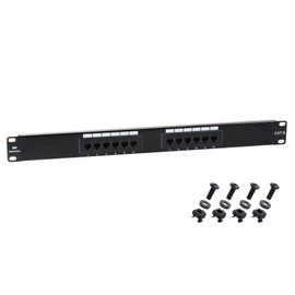 Cable Matters [UL Listed] 12 Port Patch Panel Wall Mount or Rackmount, IU Cat6 RJ45 Patch Panel for 10 Gb Ethernet, Works with 19" Racks/Cabinets/Wall-Mount Brackets