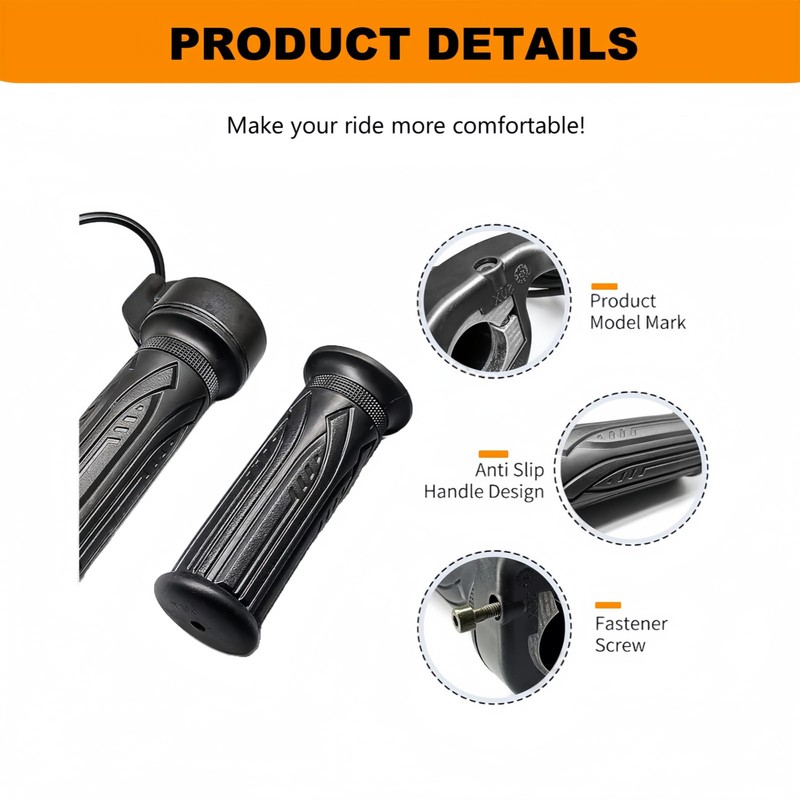 EBike Full Twist Throttle, 3 Pin EBike Throttle Grip with