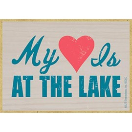 SJT ENTERPRISES, INC. My Heart is at The Lake - Lake Themed Wood Fridge Magnet - Great for Refrigerator, Locker or Metal Cabinet - Made in USA - Measures 2.5" x 3.5" x 1/8" Thick (SJT09050)