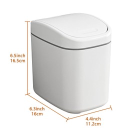 Toguma Desktop Trash Can with Lid Table Trash Basket Bedside Plastic Waste Paper Basket Mini Trash Bin for Car Wastebasket for Coffee Shop (White)