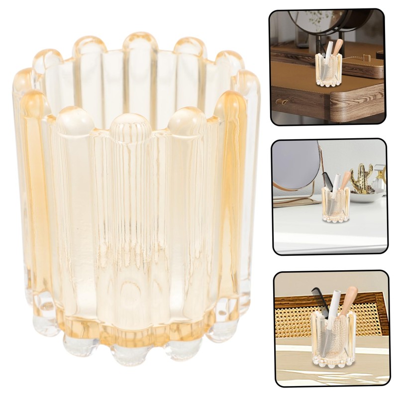 WOONEKY Thickened Glass Beauty Brush Storage Bucket Makeup Brush Holder