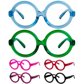 GTSY Round Reading Glasses with Screwless Spring Hinges Metalless 6 Pack Oversized Readers For Women (+2.00)