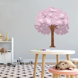 Glooming Cherry Blossom Tree Wall Sticker- Floral DIY Wall Art - Cherry Blossom Mural Decor for Home - Self Adhesive Vinyl Made Stickers for Nursery,Living Room,Baby Room,Bed Room etc-Size 9" x 10".