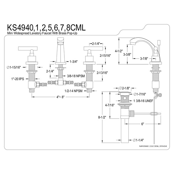 Kingston Brass KS4941CML Concord Mini Widespread Lavatory Faucet, Polished Chrome