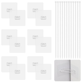 HOTUT Furniture Wall Anchor, 12 Pieces Tilt Protection Furniture Set, No Drilling, Tilt Protection Furniture Wall Anchor for Cupboard, Shelf, Chest of Drawers, Anti Tipping Furniture Straps for Baby