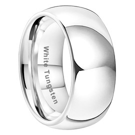 LUXUBANDS 10mm White Tungsten Rings for Women Men Couple Fashion Jewelry Engagement Wedding Bands Classic Domed Polished Shiny Comfort Fit Size 9