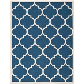 SAFAVIEH Courtyard Collection 8' x 11' Navy/Beige CY6914 Trellis Indoor/ Outdoor Waterproof Easy-Cleaning Patio Backyard Mudroom Area-Rug