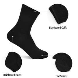 GENTABY Boys Black Socks Kids - Girls School Mid-cut Half Socks Unisex Gray Toddler Socks 6 Pairs 10-13 Years