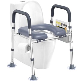 HOMLAND Toilet Seat Risers for Seniors, Raised Toilet Seat with Handles | Elevated Toilet Seat with Padded Seat, Adjustable Heigth & Width, suitable for Elderly, Handicap, Fit Most Toilet, Blue