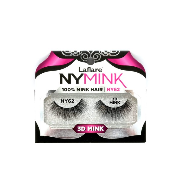 Laflare 3D NY Mink Eyelashes, 100% Real Mink Hair Lashes,