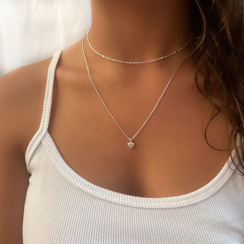 Annika Bella Minimalist Charm Necklace, 925 Sterling Silver Chain, 3d