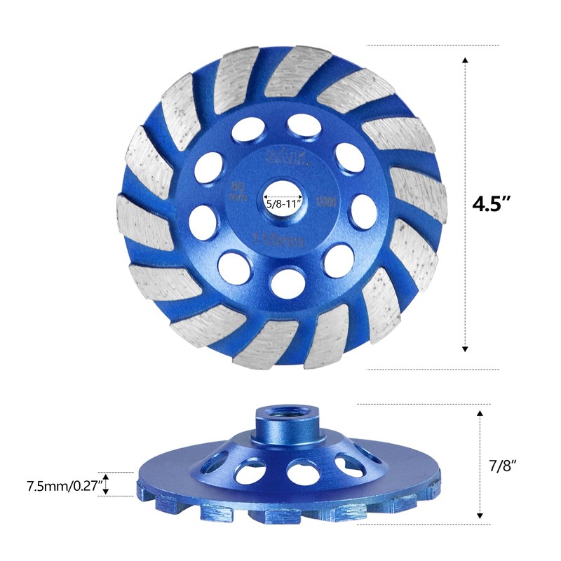 SALI 4.5 Inch Concrete Grinding Wheels 14 Turbo Diamond Segments