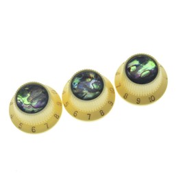 KAISH Set of 3 Plastic Push on Fit Abalone Top ST Strat Knobs Guitar/Bass Control Knobs for Metic 5.8mm 18 Splines Split Shaft Pots Cream