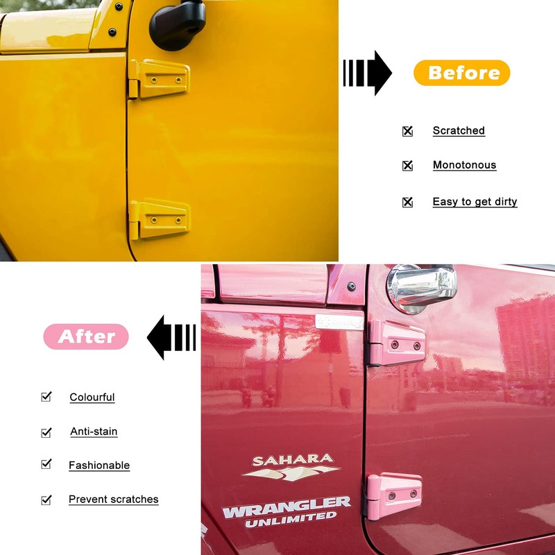 Pink Door Hinge Cover Trim Exterior Accessories for 2007-2018 Jeep
