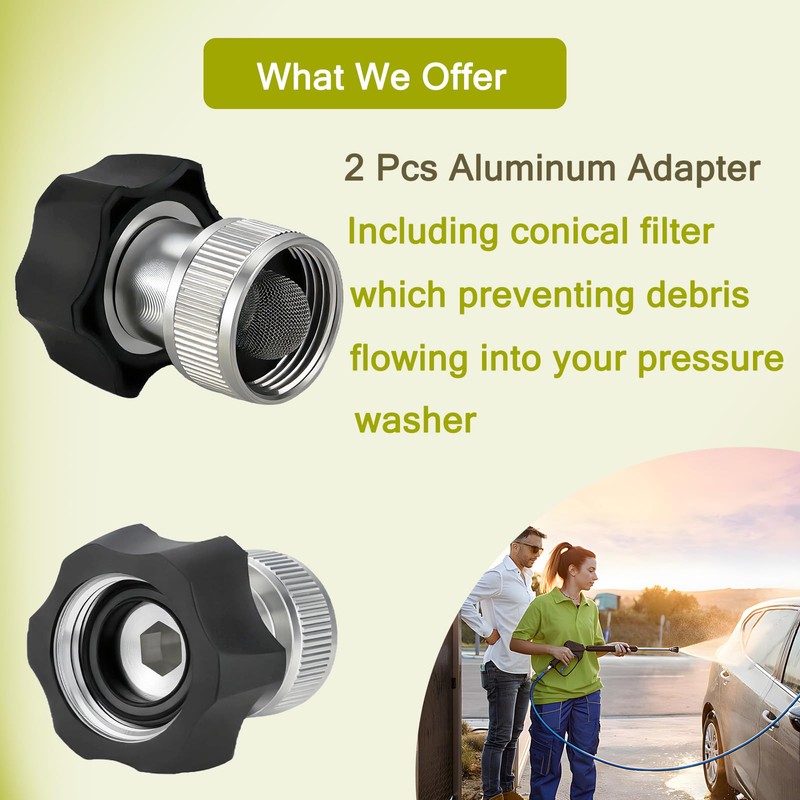 Evangenial 2-Pack Electric Pressure Washer Coupler, 3/4" Garden Hose Adapter