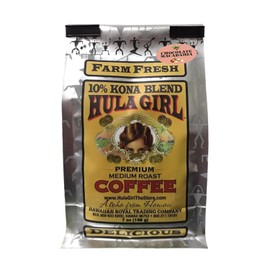 Hula Girl 10% Hawaiian Kona Coffee Blend Chocolate Mac Nut, 198 Gram