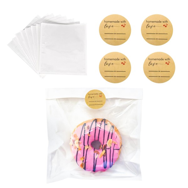 Vlwltl 50 Pcs Bakery Bags with Window, Heat Sealable Cookie