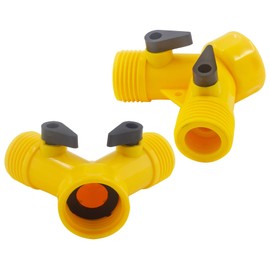 Rierdge 6 Pcs 2 Way Hose Adapter Y Valve Garden Hose Connector Non Rust Spigot Faucet Adapter, 3/4 Garden Hose Y Connectors Plastic Hose Splitter with Faucet Watering Shut Off Valves (Yellow)