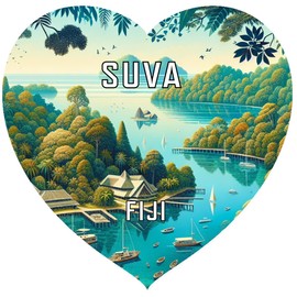 SUVA Fiji Travel Souvenir Destination Die Cut Heart Shaped Fridge Magnet 2-Inch