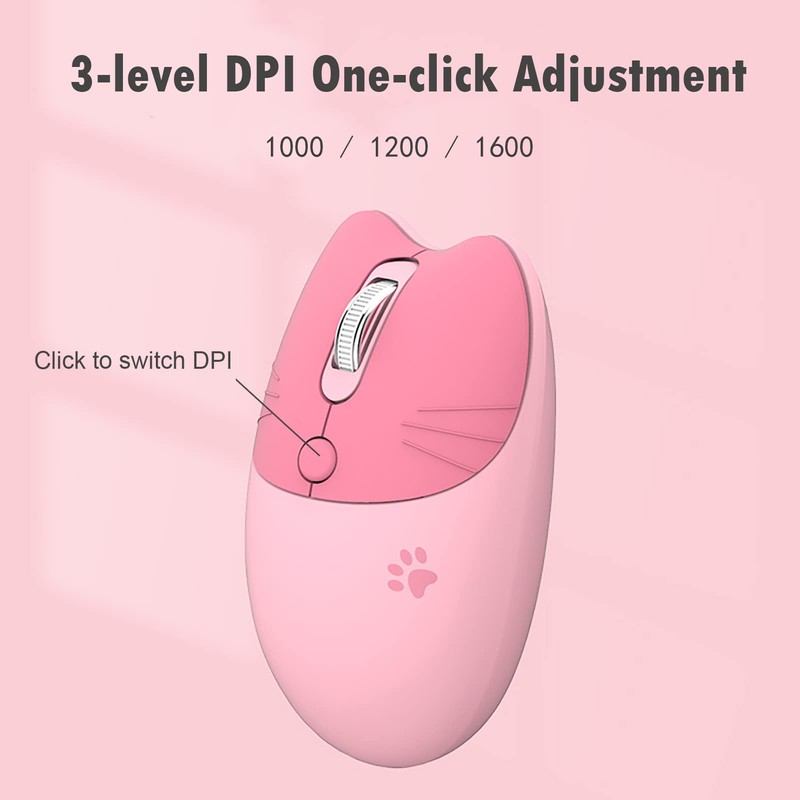 Cute Cat 2.4G USB Wireless Mouse for Women and Children,