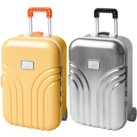 Pack of 2 Creative Suitcases Money Box, Money Box, Simulation Travel Suitcase, Made of Plastic, Small Trolley Luggage, Piggy Bank, Small Storage Box for Jewellery for Children and Adults (Orange +