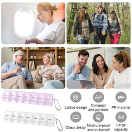 COYUN 2 pcs pill box, 7 days, pill box, 7 days, rainbow pill box, 7 days pill box, 7 day pill box, 7 days pill organiser, tablets, weekly box, medication box, easy to open