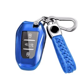 MEDZUK MEDZUK Schlsselhlle Kompatibel mit Opel Corsa F | Corsa-e 2019-2024 2025 Autoschlssel Hlle Schutz, Schlsselgeh?use Zubeh?r mit Schlsselanh?nger (Blau)