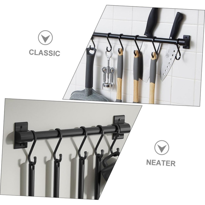 ULTECHNOVO 1Set Wall Mounted Kitchen Utensil Rack with Hooks Multi