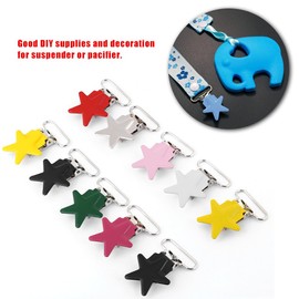 Pack of 10 Dummy Chain Clips, Dummy Clips Pentagram Braces Suspenders Dummy Strap Holder Clip for Baby Boys and Girls