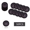 50 PCS Black Resin Buttons, Round Buttons 4 Hole Buttons