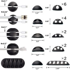 OHill Desk Cable Management Cord Organizer, 16 Pack White Self Adhesive Cord Holder Cable Clips, Ideal Cable Organizer Wire Keeper for Desk, Nightstand, Phone Charger, Computer, Home, Office, Car