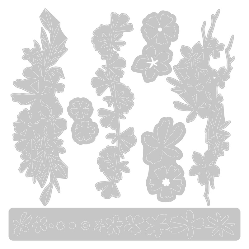Sizzix Thinlits Die Set-Woodland Borders, Silver
