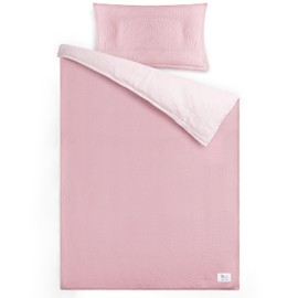 lulumoon Muslin Children's Bed Linen 100 x 135: Duvet Cover 100 x 135 cm + Pillowcase 40 x 60 cm Made of Cotton - Lightweight and Comfortable Bedding Set for Baby Children (Pink Light Pink, 100 x 135