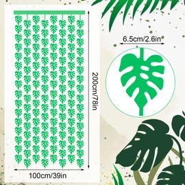 BANBAN 2 Pack Tropical Party Decorations 3.3x6.6ft Green Palm Leaves Photo Booth Prop Summer Jungle Leaf Foil Fringe Curtains for Hawaiian Luau Birthday Baby Shower Theme Party Decorations