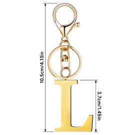 Yintok Gold Initial Letter Key Chain Stainless Steel Key Ring Purse Charms Initial Letter Pendant with Key Ring Cute Metal Alphabet Keychain for Women Men Charms for Key Backpack Bag (Gold-L)